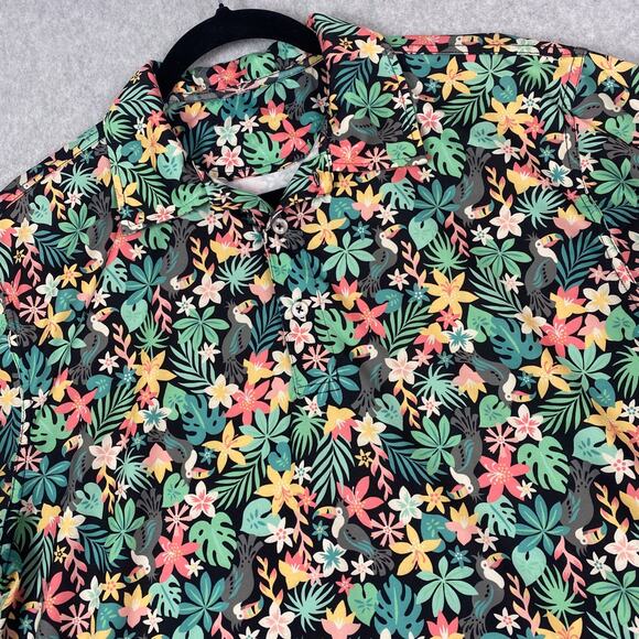 Chubbies Mens M The Bloomerang Performance Polo Shirt Floral All Over Print - Picture 1 of 7